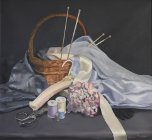 painting of sewing basket